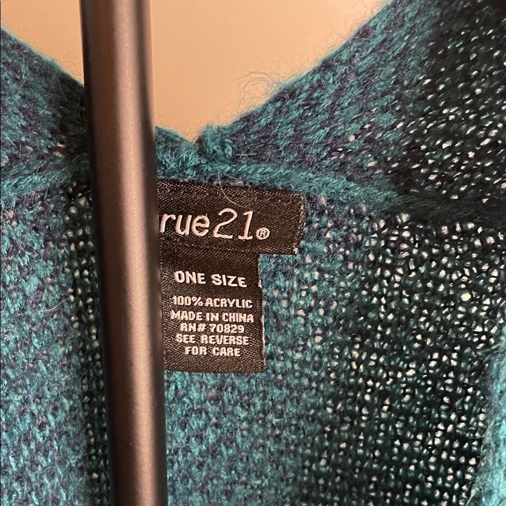 Rue21 Teal and Navy Knit Cardigan - Picture 2 of 7